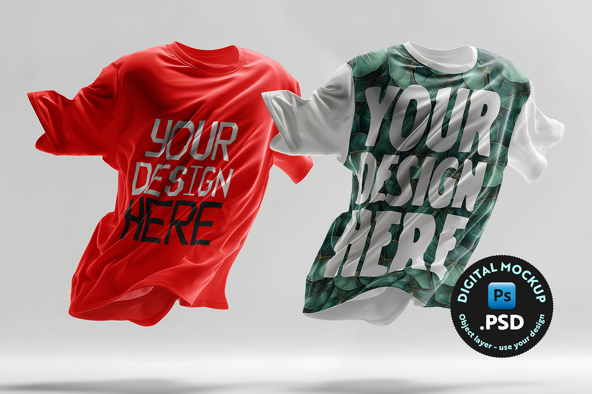 Flying Dynamic T-Shirt Mockup PSD, a Shirt Mockup by LESZ Design (Photo 1 of 6)