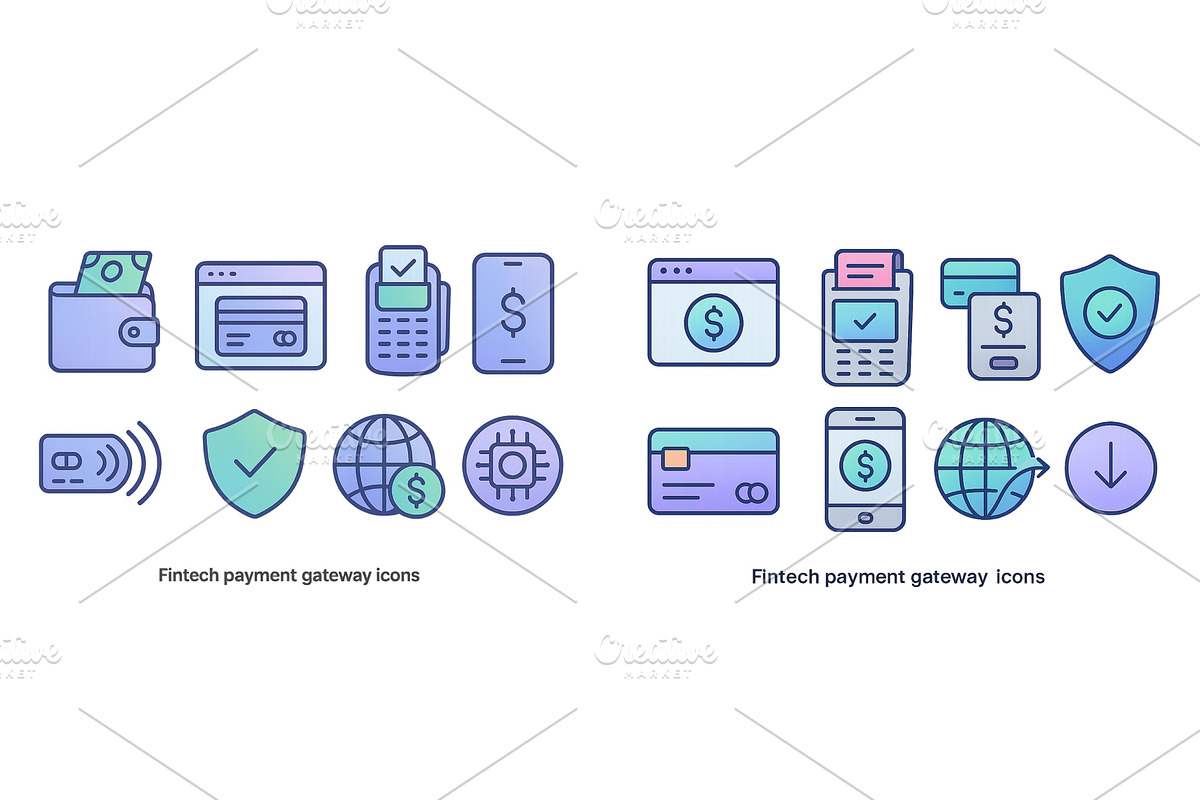 Payment gateway icons representing, a Technology Illustration by ZinetroN