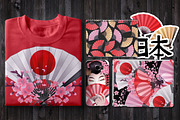 Asian girls and hand fans, a Person Illustration by Ekaterina Glazkova (Thumbnail 4 of 7)