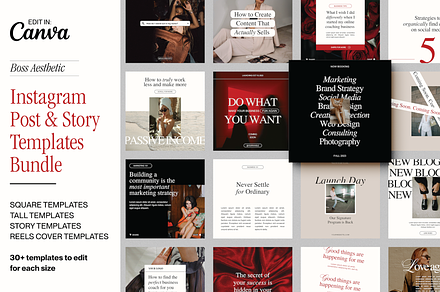 Boss Social Media Templates, a Social Media Template by Brand & Bloom