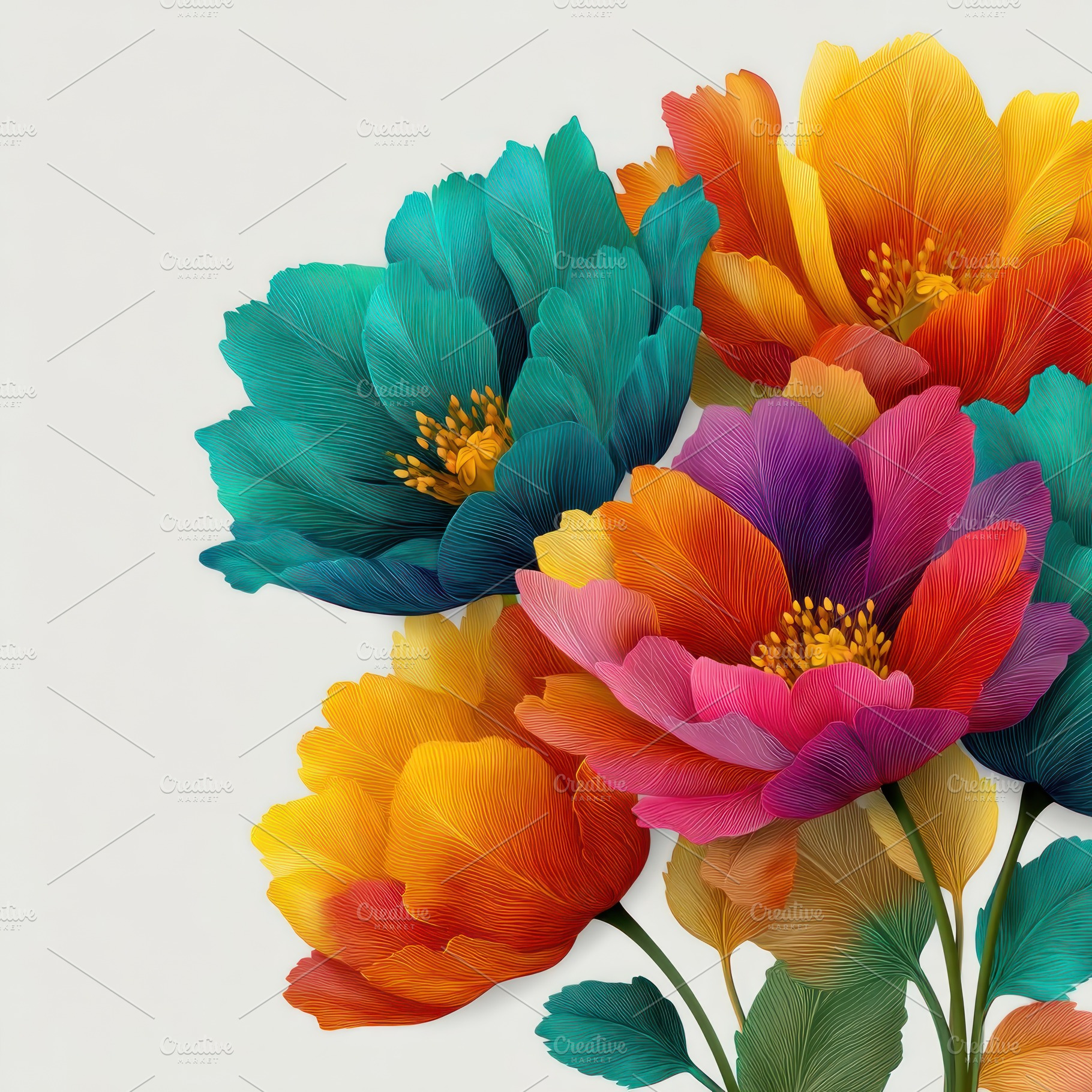Colorful abstract floral bouquet with bold textured petals in te, a Nature Photo by José Manuel Gelpi