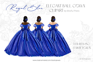 Royal Blue Princess Dress Clipart