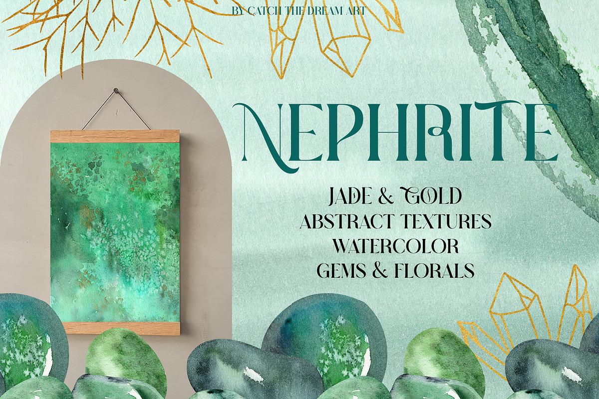 Nephrite Velvet Jade & Gold Textures, an Object Graphic by Catch the Dream Art (Photo 1 of 11)
