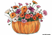 Autumn Pumpkin Floral Clipart, an Illustration by Designs_River (Thumbnail 5 of 10)