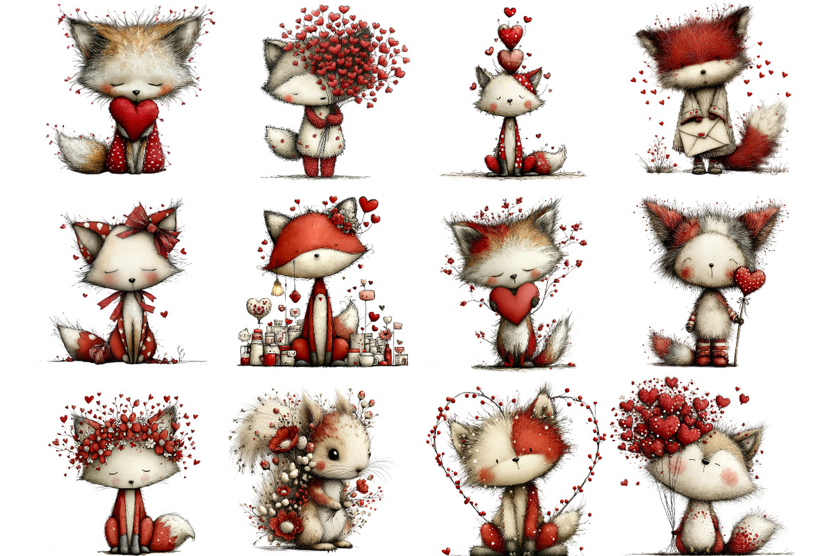 Valentine Fox Clipart, an Illustration by Designking (Photo 2 of 5)