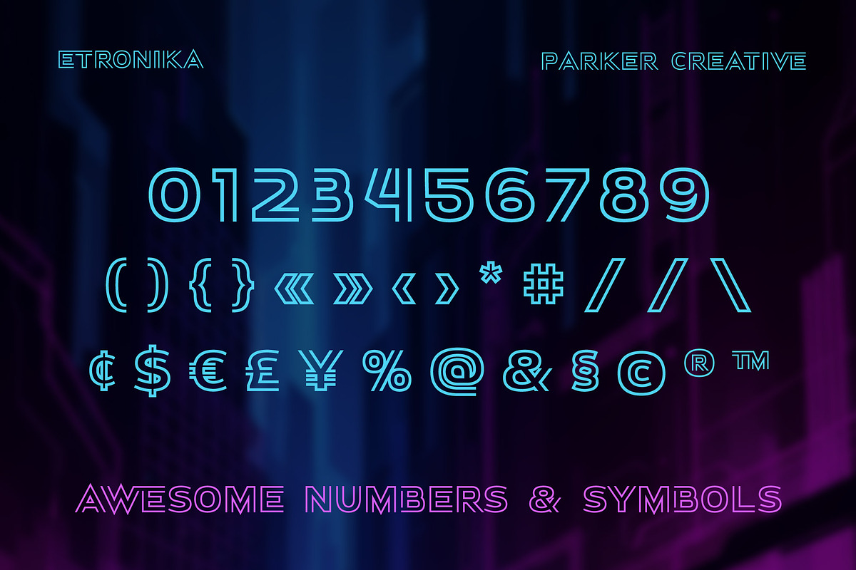 Etronika - An 80s Synthwave Dream, a Sans Serif Font by Parker Creative (Photo 9 of 9)