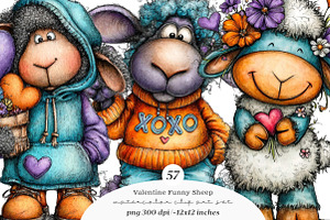 Funny Valentine Sheep Clipart, an Illustration by SinaCreation