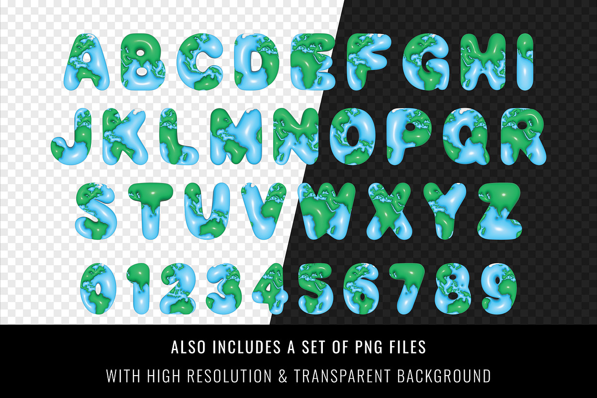 Earth Day Planet 3D Font, a Symbol Font by Font Craft Studio (Photo 3 of 4)