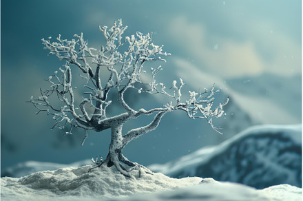 Winter solitude, snowcovered tree, a Nature Photo by Ylivdesign