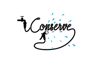 Faucet Garden Hose Conserve Water, an Illustration by patrimonio