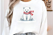 Watercolor Polar Bear Christmas PNG, an Illustration by SinaCreation (Thumbnail 4 of 7)