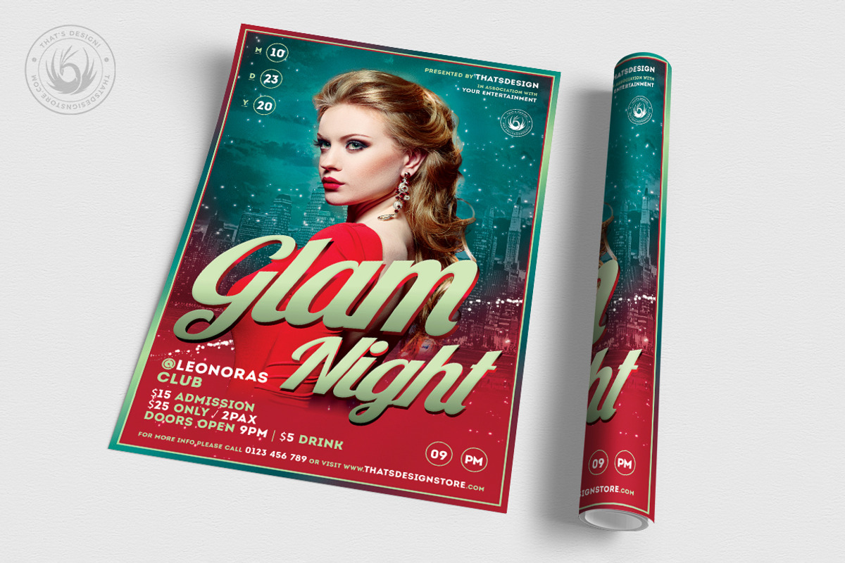 Glam Night Flyer Template, a Flyer Template by ThatsDesignArt (Photo 3 of 7)