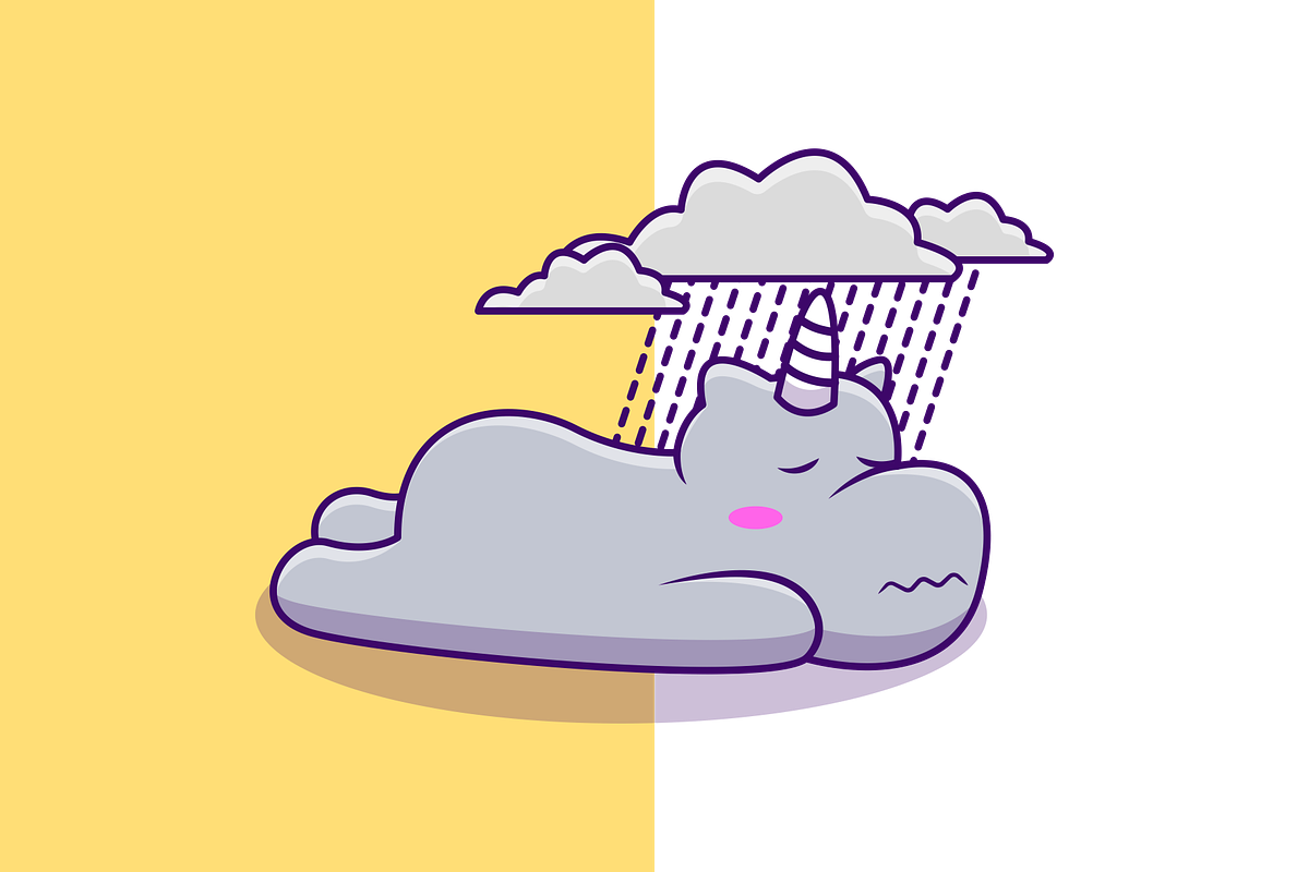 Cute Hippo Sadness With Raining, an Animal Illustration by Artstorystudio (Photo 3 of 3)