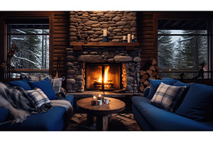 interior wood blue ai generated, an Architecture Photo by pikepicture