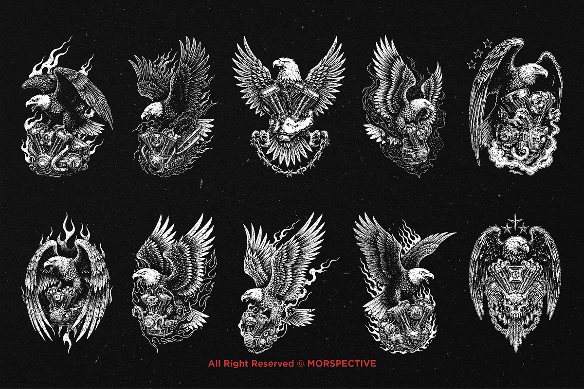 10 Bundle Dark Art Eagle Engine Bird, an Illustration by Morspective (Photo 6 of 7)