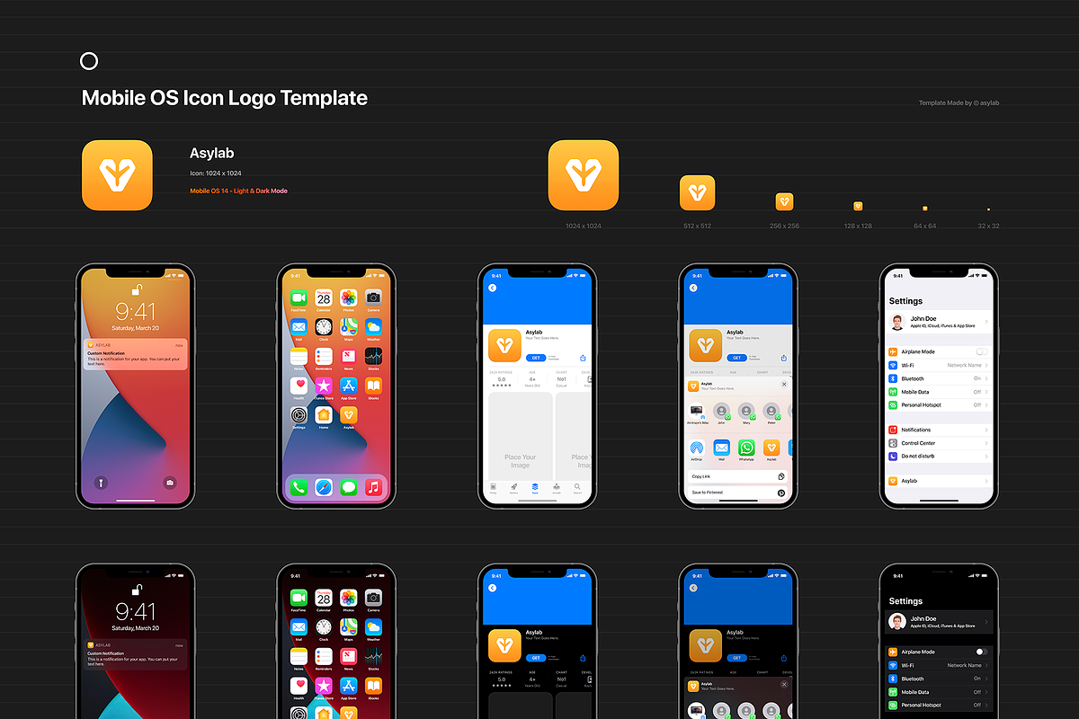 Mobile OS Icon Template Mockup - PSD, an iPhone Mockup by Asylab (Photo 12 of 34)