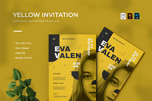 Yellow - Birthday Invitation, a Print Template by VUNIRA