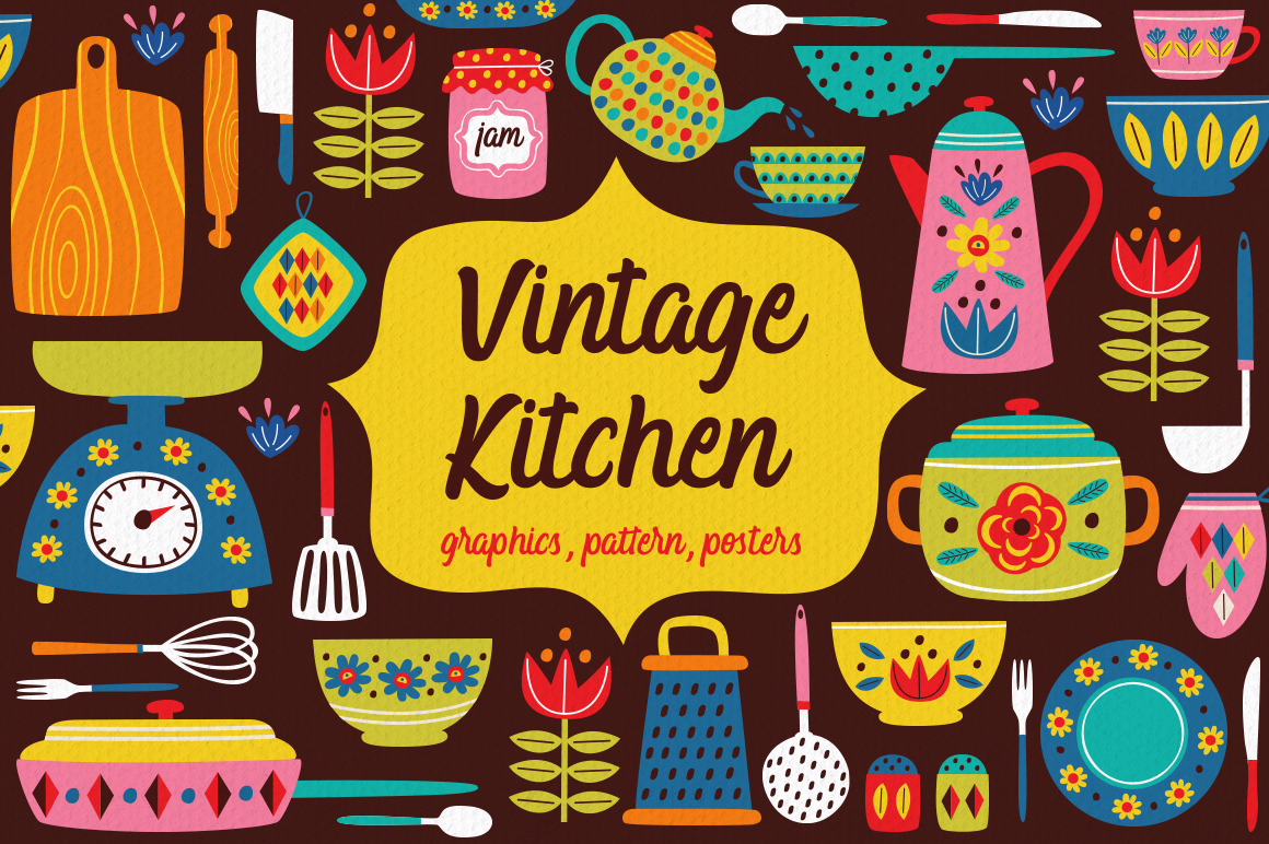 vintage kitchen collection, a Decorative Illustration by NataKa