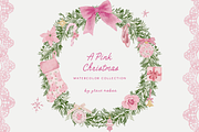 Watercolor pink christmas whimsy set, an Object Graphic by Grace Noboa Illustrations (Thumbnail 12 of 12)