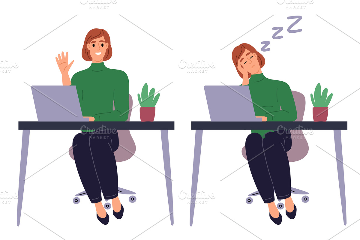 Tired or happy female employee, a Person Illustration by Vectorbuum