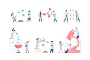 Scientist in Lab with Tiny People, a Person Illustration by TopVectors