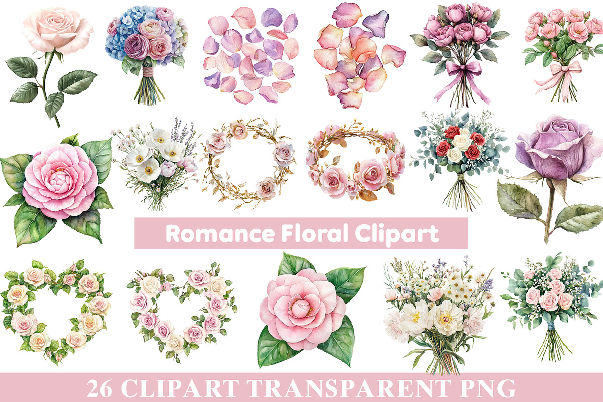 Romance Floral Clipart, an Illustration by cherrydesign (Photo 2 of 4)