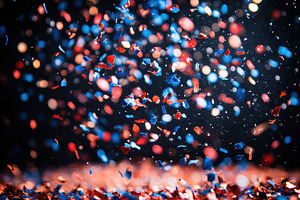 Colorful confetti celebration create, a Photo by Tanuart