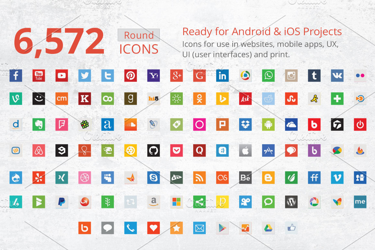 212 Flat Square Social Media Icons preview 3