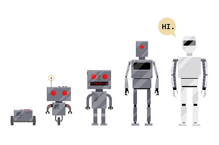 Evolution of robots, stages of android development, a Person Photo by Sabelskaya