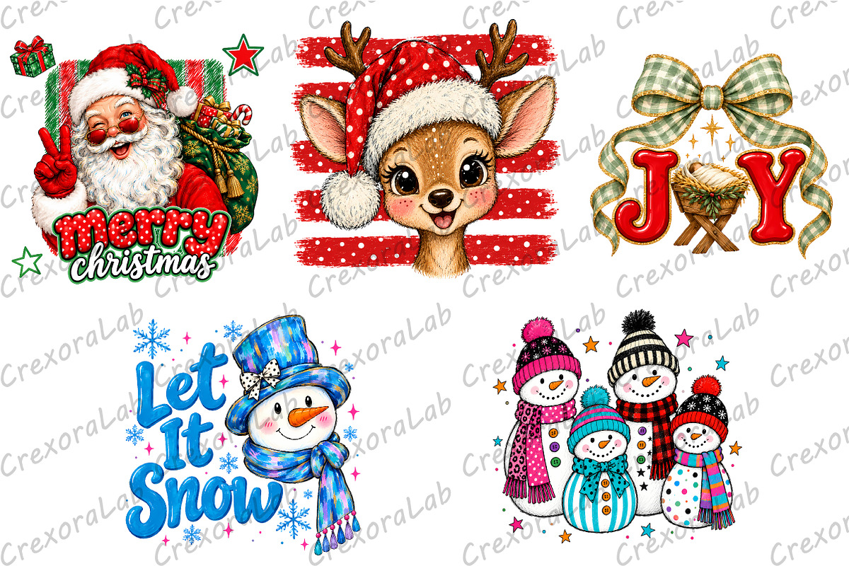 Christmas TShirt Design Bundle PNG, a Seasonal Illustration by CrexoraLab (Photo 3 of 3)