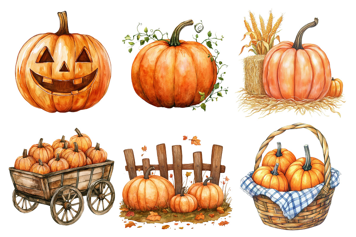 Pumpkin Patch Clipart PNG, an Illustration by SinaCreation (Photo 3 of 4)