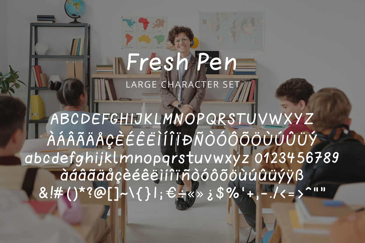 Fresh Pen | Modern School Font, a Sans Serif Font by Vikam Media (Photo 5 of 9)