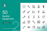 Dentist Equipment Line Icons, an Icon by IconBunny (Thumbnail 1 of 2)