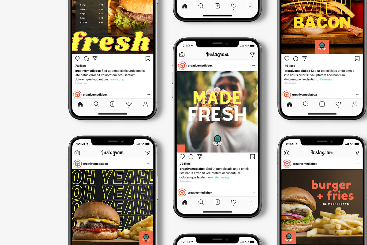 Burger Restaurant Canva Templates, a Social Media Template by Creative Media Box (Photo 2 of 2)