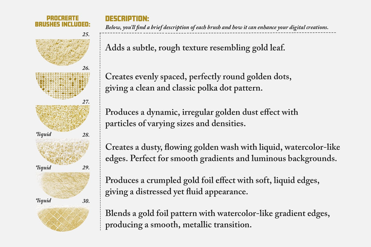Gold & Glitter Procreate Brushes preview 6