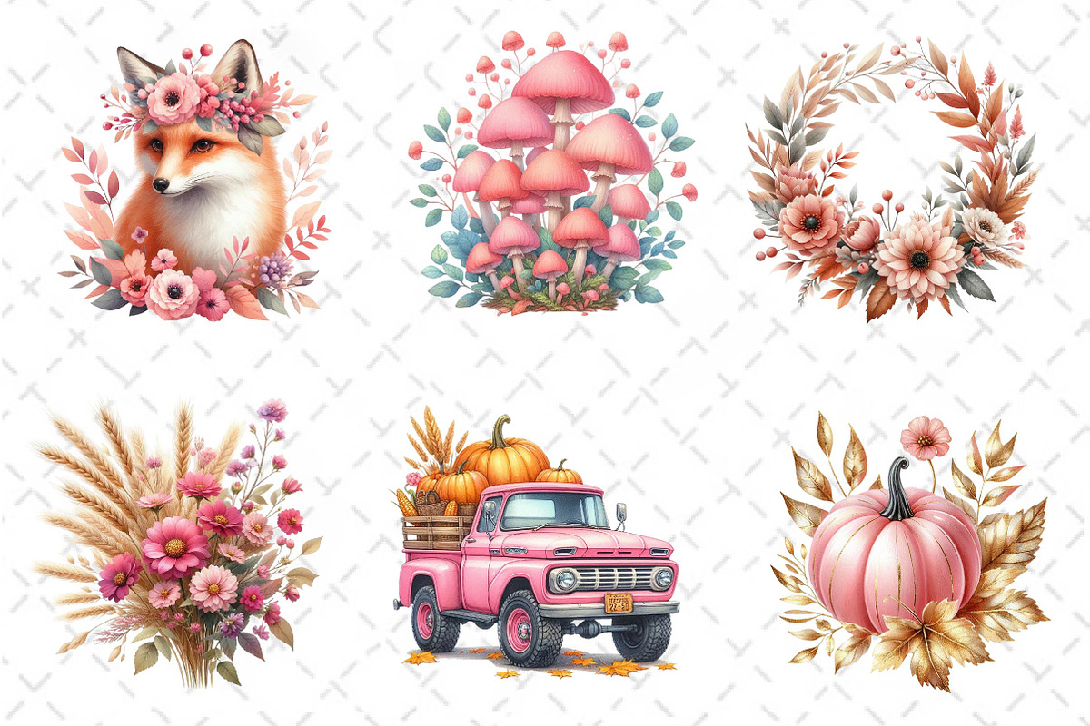 Pink Autumn Fall Clipart, an Illustration by Dream Creation (Photo 5 of 6)