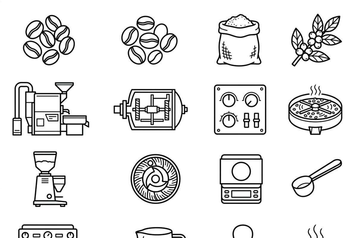 40 Coffee Roastery Icon Set, an Outline Icon by adenpinkstore (Photo 2 of 11)