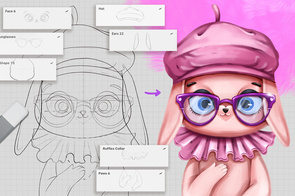 PROCREATE BABY ANIMALS PORTRAIT KIT, a Brush Add-On by AlexandraArt (Photo 6 of 13)