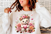 Watercolor Valentines Teddy Bear PNG, an Illustration by SinaCreation (Thumbnail 9 of 11)