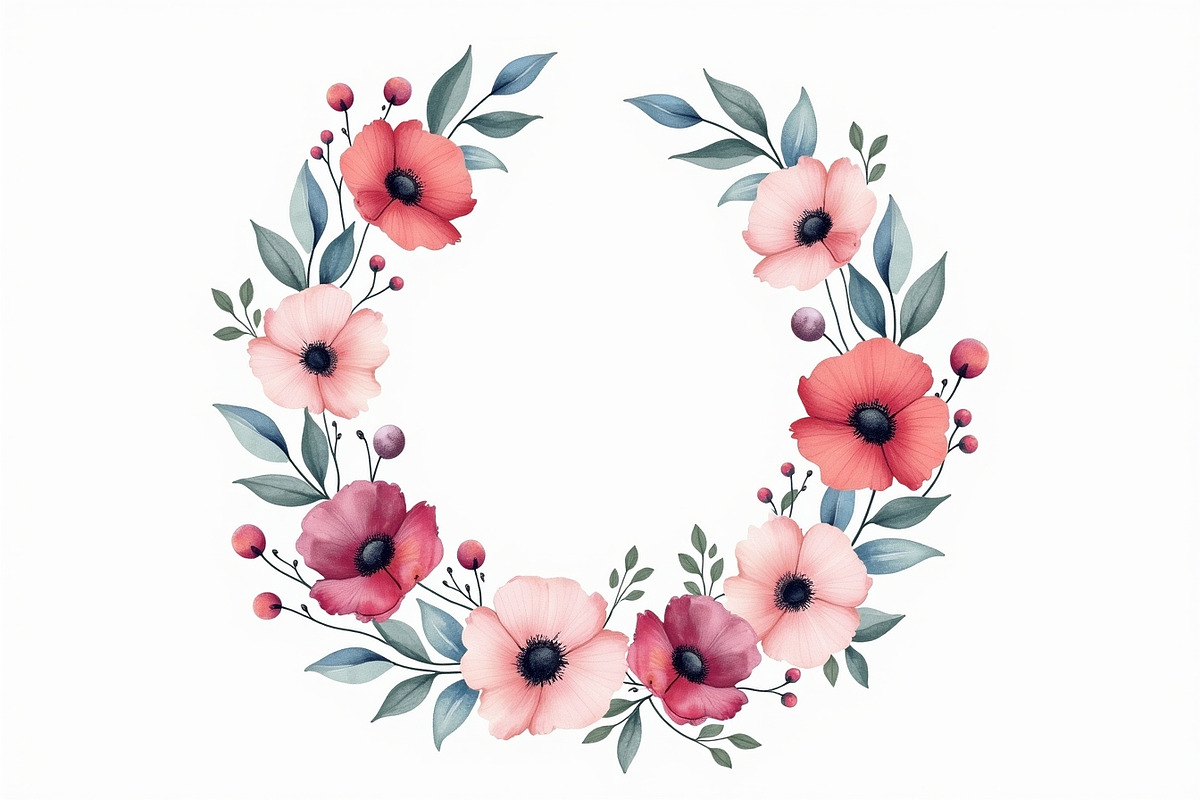 floral wreath, watercolor flowers,, a Graphic by Creativeshirt (Photo 2 of 11)