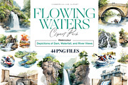 Watercolor Landscape River, Lake PNG, a Decorative Illustration by BrushstrokeArtGB (Thumbnail 1 of 9)