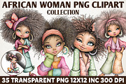 Afro Woman Clipart Bundle, a Person Illustration by RobertsArt (Thumbnail 1 of 6)