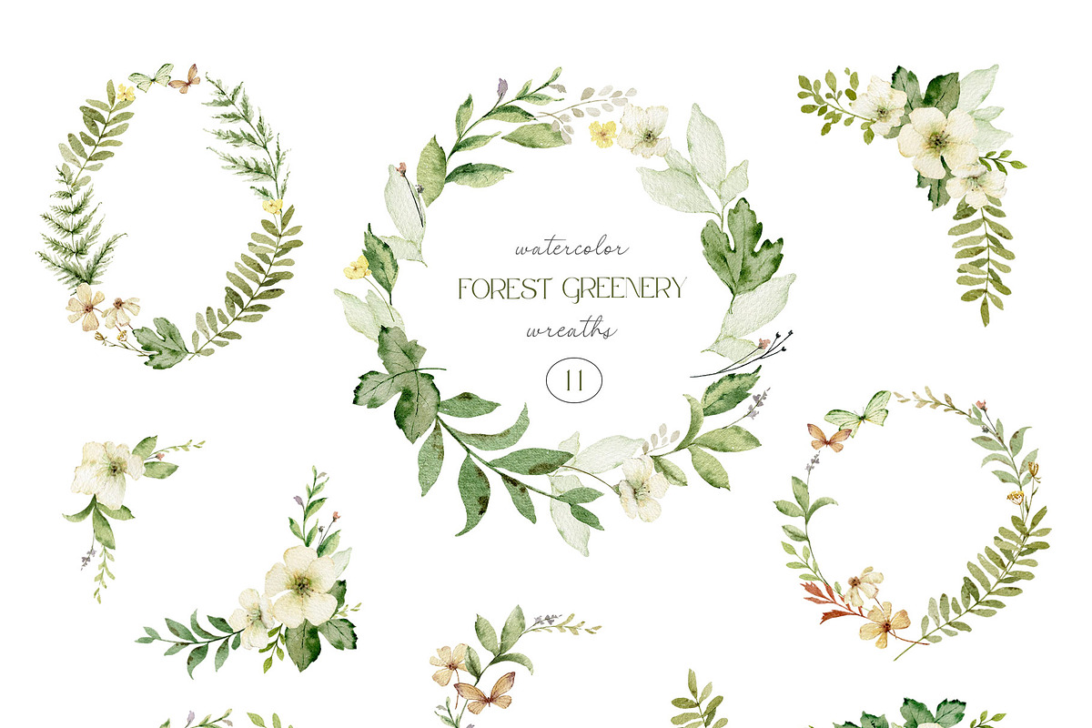 Watercolor set of Forest Greenery, an Illustration by Elena Medvedeva (Photo 3 of 15)