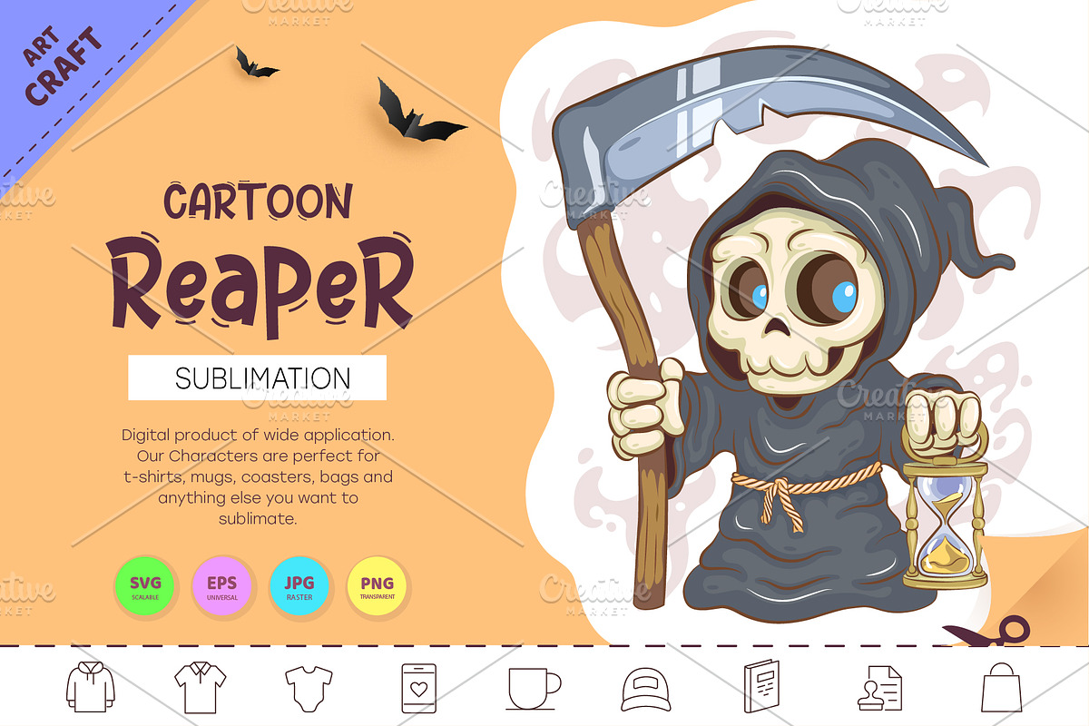 Cute Cartoon Reaper. Crafting, an Animal Illustration by KENO Mascots (Photo 1 of 3)