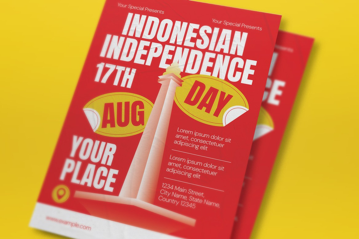 Red Bold Indonesian Day Flyer Set, a Flyer Template by graphicook (Photo 2 of 3)