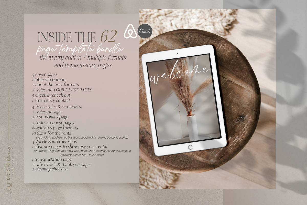 Airbnb Canva Welcome Book Guide, a Social Media Template by ALunadoki Design (Photo 3 of 8)