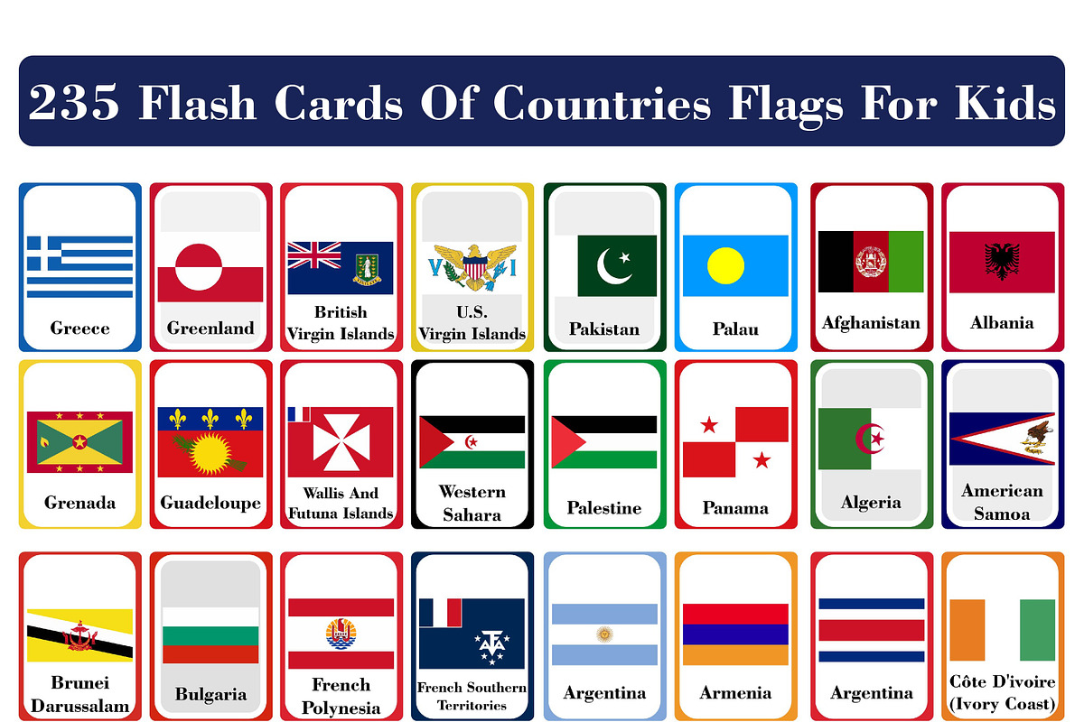 Printable World Flags Flashcards, a Card Template by DigitalsDesigns (Photo 1 of 4)