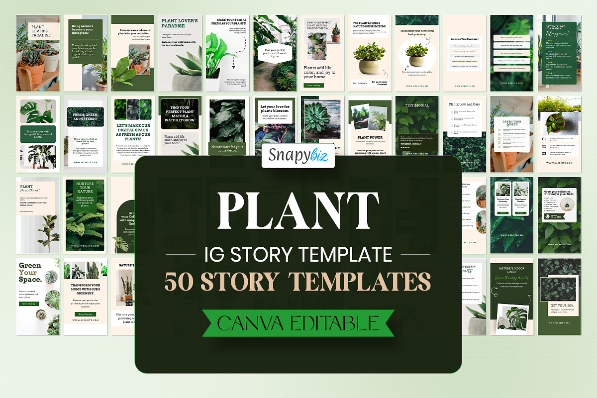Editable Plant Canva Story Template, a Social Media Template by Snapybiz (Photo 1 of 11)