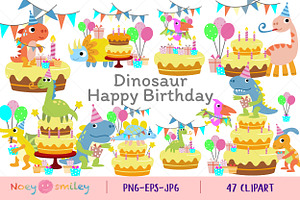 Happy Birthday Dinosaur party cake, an Animal Illustration by Noey smiley