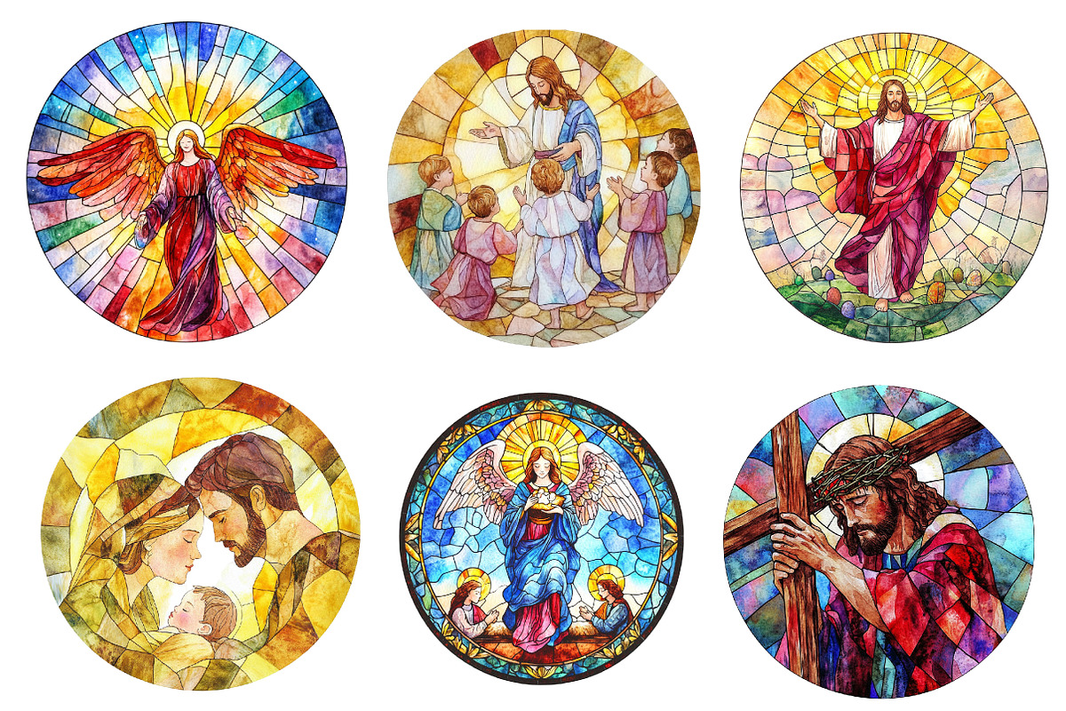 Round Stained Glass Easter Nativity, an Illustration by CreationArt (Photo 2 of 5)
